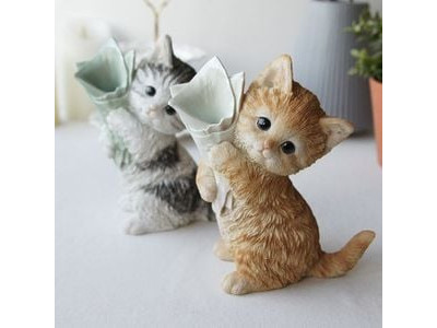 프로포즈 꽃다발 고양이 장식품 1P 선반 인테리어